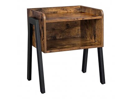 Noční stolek, 46 x 35 x 52 cm, rustikálně hnědý a černý