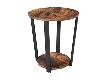 Konferenční stolek, průměr 50 cm, rustikálně hnědý a černý