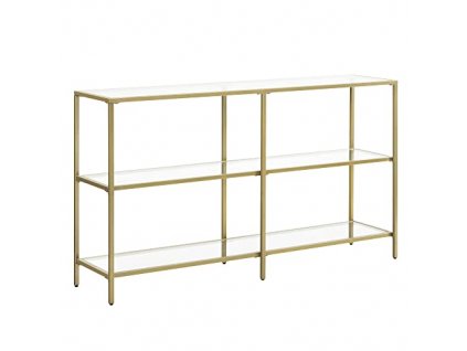 Regál, 3 patra, 130 x 30 x 73,3 cm, zlatý