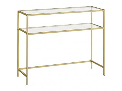 Konzolový stolek se 2 policemi, 100 x 35 x 80 cm, zlatý