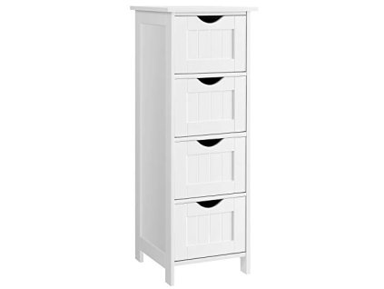 Koupelnová skřínka, 4 zásuvky, 30 x 30 x 82 cm, bílá