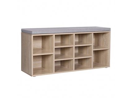 Botník, 10 přihrádek, 104 x 30 x 48 cm, barva dub