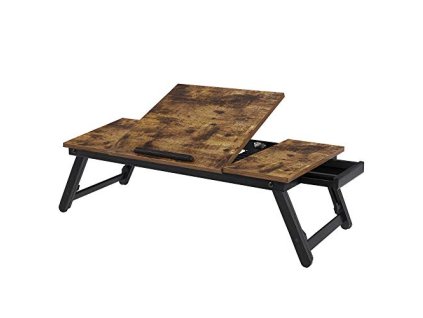 Skládací stolek na notebook, 71 x 35 x 23 cm, rustikálně hnědý a černý
