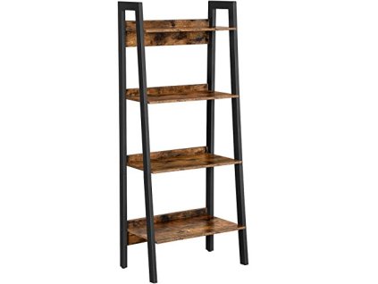 Regál, 4 patra, 56 x 34 x 137,5 cm, rustikálně hnědý a černý