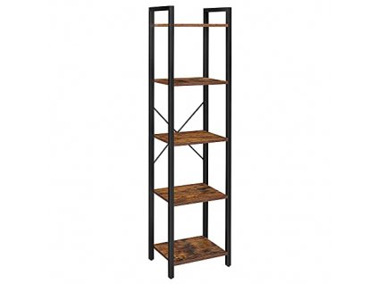 Regál, 5 pater, 39,6 x 30 x 154 cm, rustikálně hnědý a černý