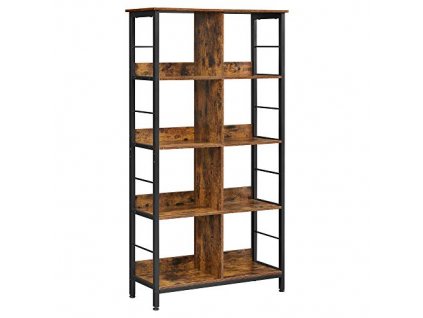 Regál, 4 patra, 80 x 33 x 149 cm, rustikálně hnědý a černý
