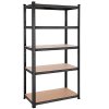 Skladovací regál, 5 pater, 100 x 50 x 200 cm, černý