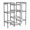 Kovový úložný regál, 5 pater, 30 x 30 x 123,5 cm, černý a průsvitný