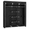 Látková šatní skříň, 175 x 150 x 45 cm, černá