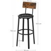 Barová židle, 2 kusy, 39 x 39 x 100 cm, rustikální hnědá a černá