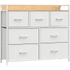 Komoda, 7 zásuvek, 98 x 28,5 x 85 cm, přírodní a bílá