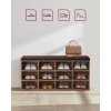 Botník, 12 přihrádek, 104 x 30,3 x 48 cm, rustikálně hnědý