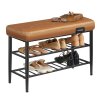 Lavice na boty, 80 x 30 x 50 cm, černá a hnědá