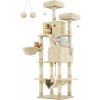 Kočičí škrabadlo se 2 jeskyněmi, 206 cm, béžové
