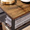 Konferenční stolek se 2 policemi, 40 x 40 x 55 cm, rustikálně hnědý a černý
