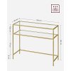 Konzolový stolek se 2 policemi, 100 x 35 x 80 cm, zlatý