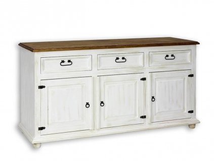 Masivní komoda WHITE HOME Slim COM101 (Barevné provedení Antická bílá K16 - antická bílá K16)