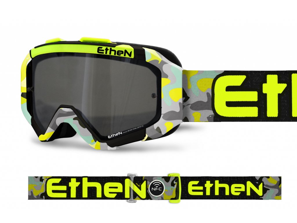 ETHEN ARES 0721 MX okuliare CAMO žlte FLUO so zrkadlovým strieborným sklom TOP MODEL