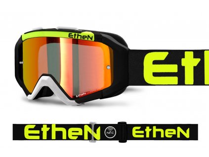 ETHEN ARES 0716 MX okuliare čierno-žlté FLUO s červeným zrkadlovým sklom TOP MODEL