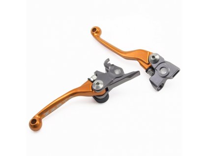 ZETA sada kovaných výklopných páčiek FP 250-450SX/EXC brembo HQV - brzda Brembo 05-13 / spojka Brembo / 06-17. Oranžová