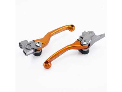 ZETA sada kovaných výklopných páčiek FP KTM + Husqvarna (brzda Brembo 05-13 / spojka Magura / 09-17) - Oranžová