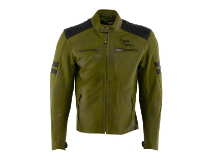Pánska kozena Moto Bunda Rusty Stitches JARI zelena1