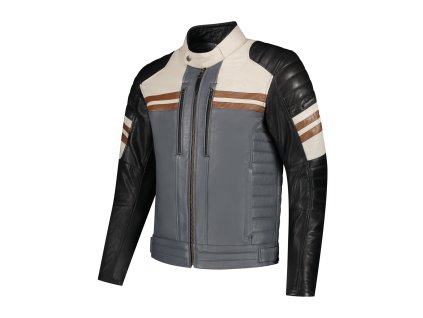 Pánska kozena Moto Bunda Rusty Stitches STEVE farebna siva bezova kremova hneda1