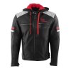 Kozena moto bunda Jari Hooded V2 Rusty Stitches cierna siva cervena1
