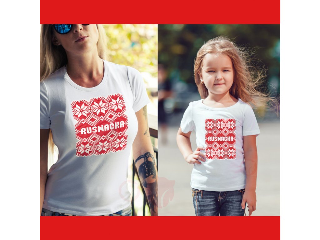 SET tričiek Fijaš "štrikovaná" Rusnačka - Rusyn shop | XXL | 10 rokov 130-140 (Vyberte veľkosť detského dievčenského  trička 10 rokov 130-140, Zadajte veľkosť dámskeho trička XXL)