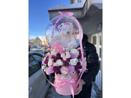 Květinový box s balónkem na přání