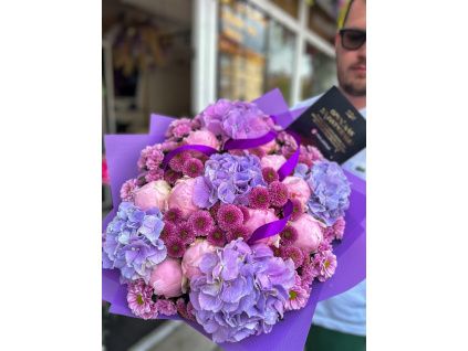 Violet Dream Peony Bouquet with Hydrangeas