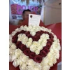 Double Heart Bouquet of Sparkling Red and White Roses