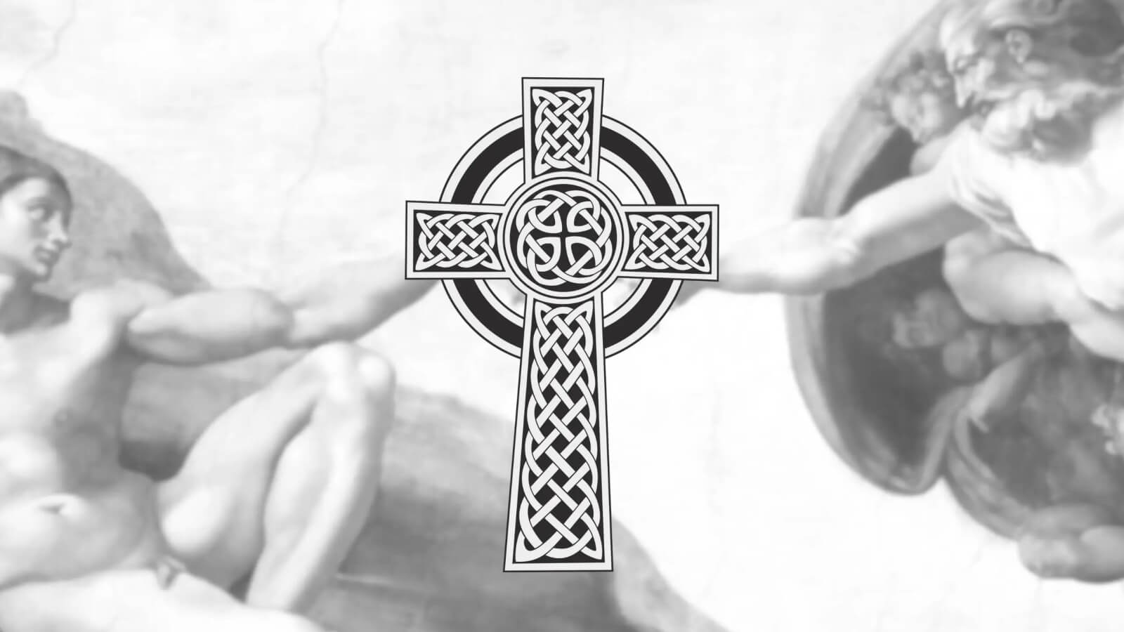 Keltský kříž jako výrazný křesťanský symbol s kruhem uprostřed