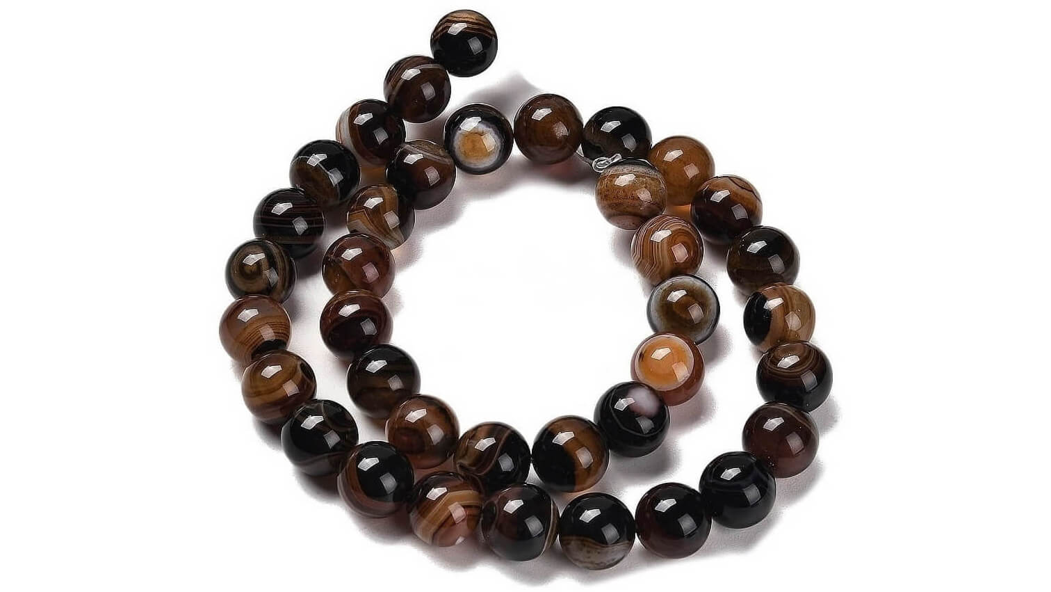 Korálky z achátu – detail páskování