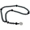 Růženec z hematitu a chirurgické oceli s medailí svatého Benedikta