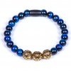 Pánský korálkový náramek z Premium Tiger eye blue modré tygří oko AAAAAA chirurgická ocel prvek zlatý černý Be Rare