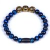 Luxusní pánský korálkový náramek Premium Tiger eye blue modré tygří oko AAAAAA chirurgická ocel prvek zlatý černý Be Rare