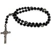 Růženec do auta černo stříbrný s Ježíšem a medailí svatého Benedikta