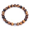 Luxusní dámský korálkový náramek Simple Tiger eye hnědé tygří oko AAAAAA Be Rare stříbrná chirurgická ocel Be Rare