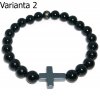 Pánský náramek kříž z hematitu a černý achát