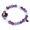 Luxusní dámský korálkový náramek ametyst Premium Ametyst s hlavou leoparda Swarovski | Be Rare