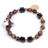 Luxusní dámský korálkový náramek hnědé tygří oko Swarovski lebkou Leopard Tiger eye | Be Rare