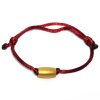 Dámský párový provázkový náramek červený matně zlatý prvek BeRare