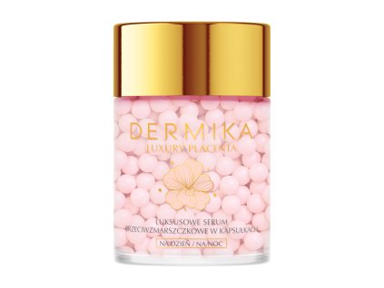 DERMIKA LUXURY PLACENTA Luksusowe serum przeciwzmarszczkowe w kapsułkach dzień noc 60 g EAN 5902046768607 słoik