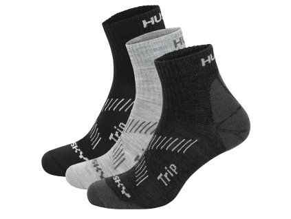 Ponožky Trip 3pack černá/sv. šedá/tm. šedá (Velikost L (41-44))