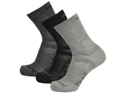 Ponožky Trail 3 pack černá/antracit/sv.šedá