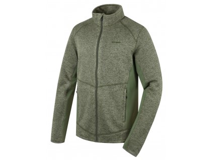 Pánský fleecový svetr na zip Alan M khaki