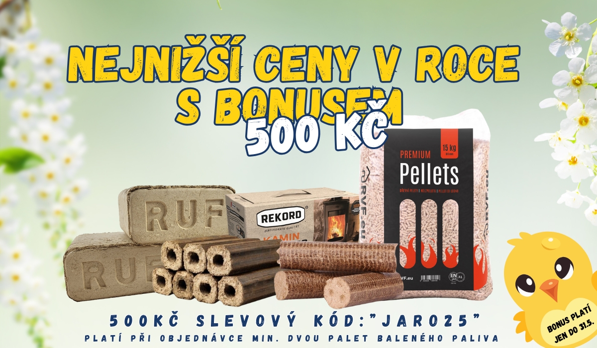 RVF Jarní akce na palivo - pelety, brikety, či dřevo za nejlepší ceny v roce