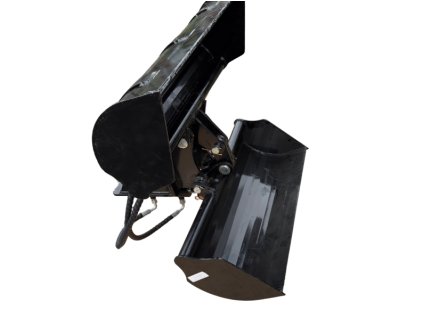 Aplikace hydraulické lžíce 800 mm na minibagru – umožňuje snadnou manipulaci s různými materiály, jako je hlína, písek nebo štěrk.