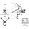 Minibagr RXT10PRO 1000 Kg – schéma rozměrů s ukázkou mimoosého kopání, dokonalé pro specifické pracovní podmínky.